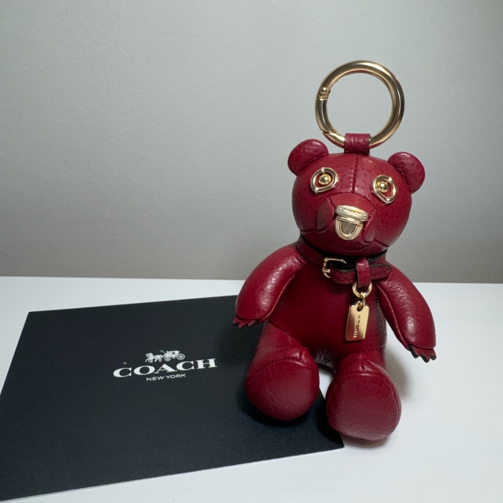 Coach red bear keychain charm limited edition